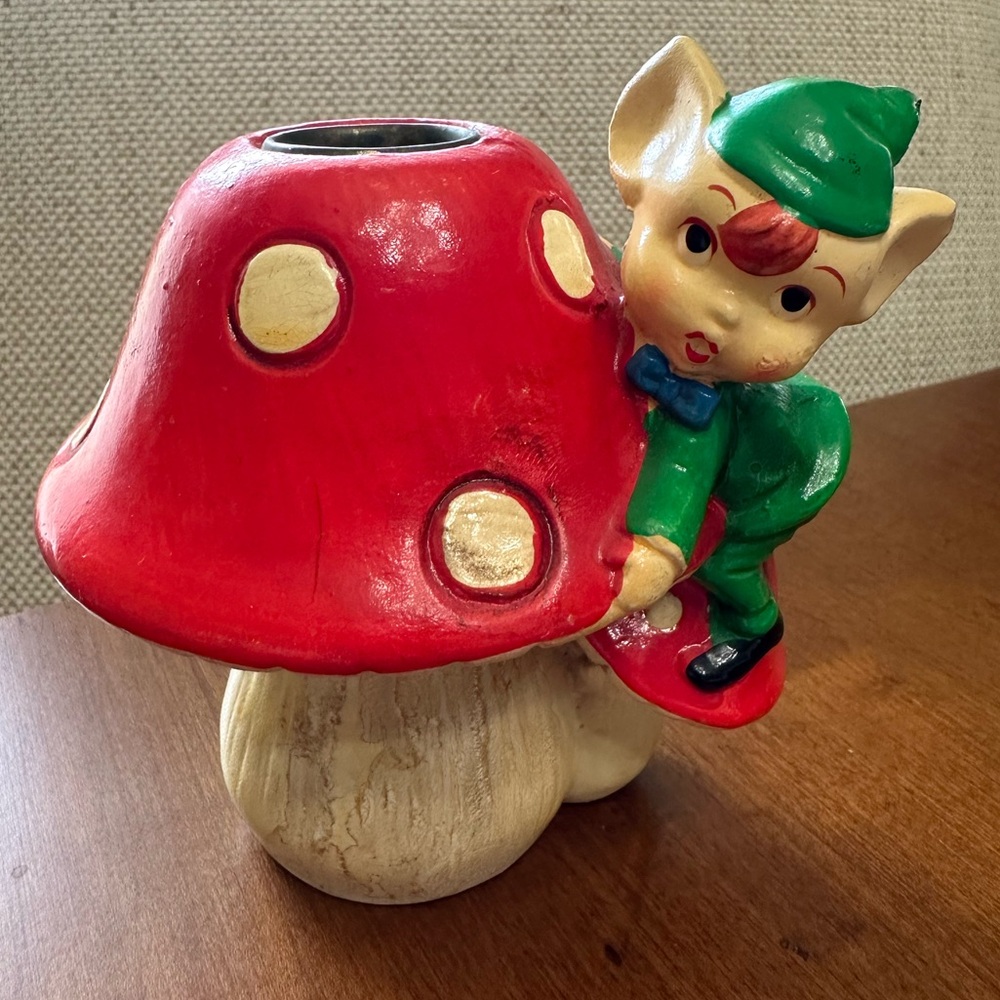 Vintage Elf or Pixie with Mushroom